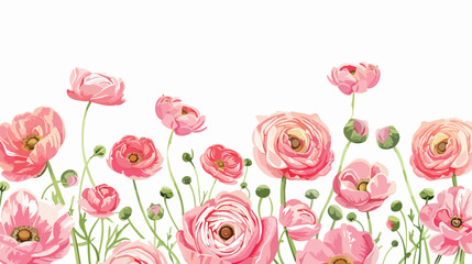 Obraz na płótnie Canvas Vector background with pink ranunculus flowers. holiday