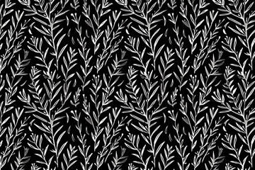 Toile pattern tapestry. Linocut print. Monochrome botanical pattern background. Created with Generative AI technology.