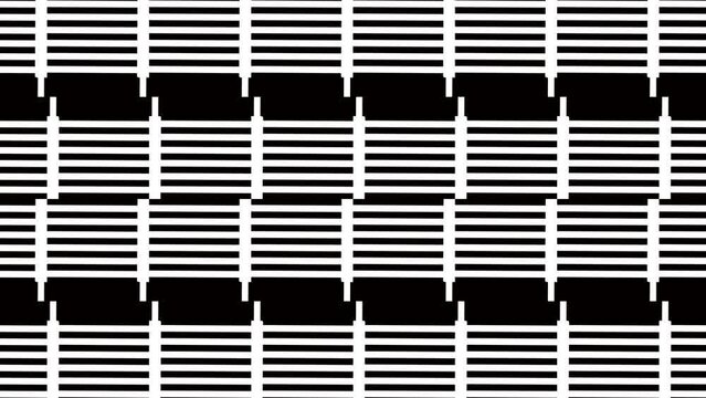 4k Abstract black and white color lines art pattern geometric shapes with green screen background.Seamless art pattern of simple technology background concept.