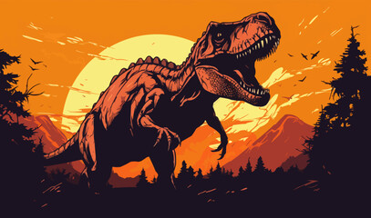 tyrannosaurus dinosaur silhouette vector illustration dino artwork