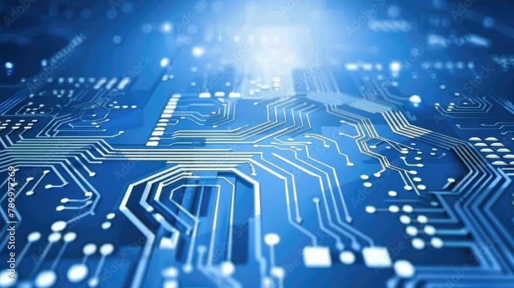 Poster detailed view of a computer circuit board showcasing intricate electronic components