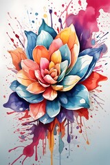 Watercolor Dripping Paint Flower, Watercolor Splash Flower Background, Watercolor Splash Floral Wallpaper, Watercolor Splash Flower T-Shirt Design, AI Generative