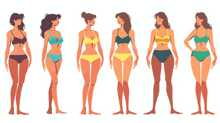 Woman with rectangle body shape. Female in swimwear 