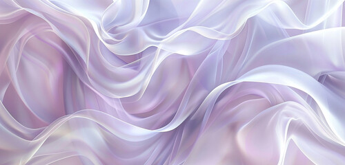 Obraz premium Swirling white 3D ribbons with dusky purple hints for dreamy, elegant visuals.