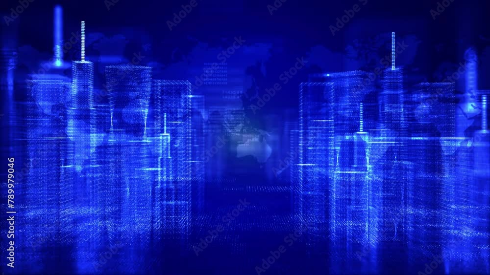 Poster smart city cybersecurity digital data network protection, technology network background concept. dot