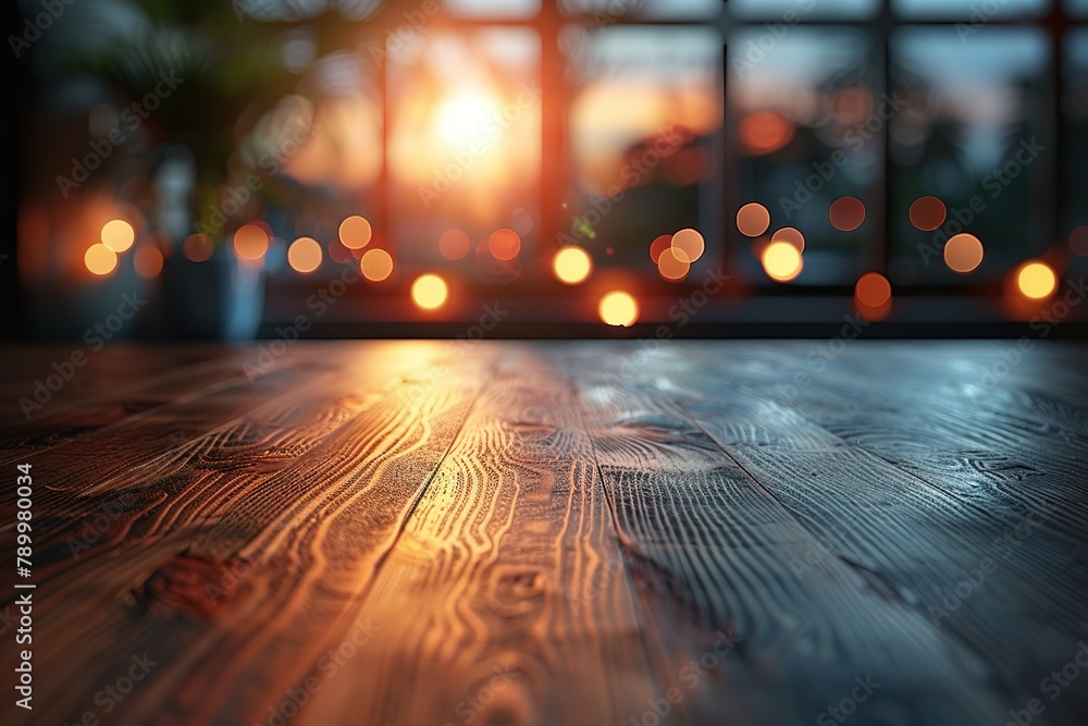 Poster abstract blurred background table empty bokeh wood background blurred wooden ligh