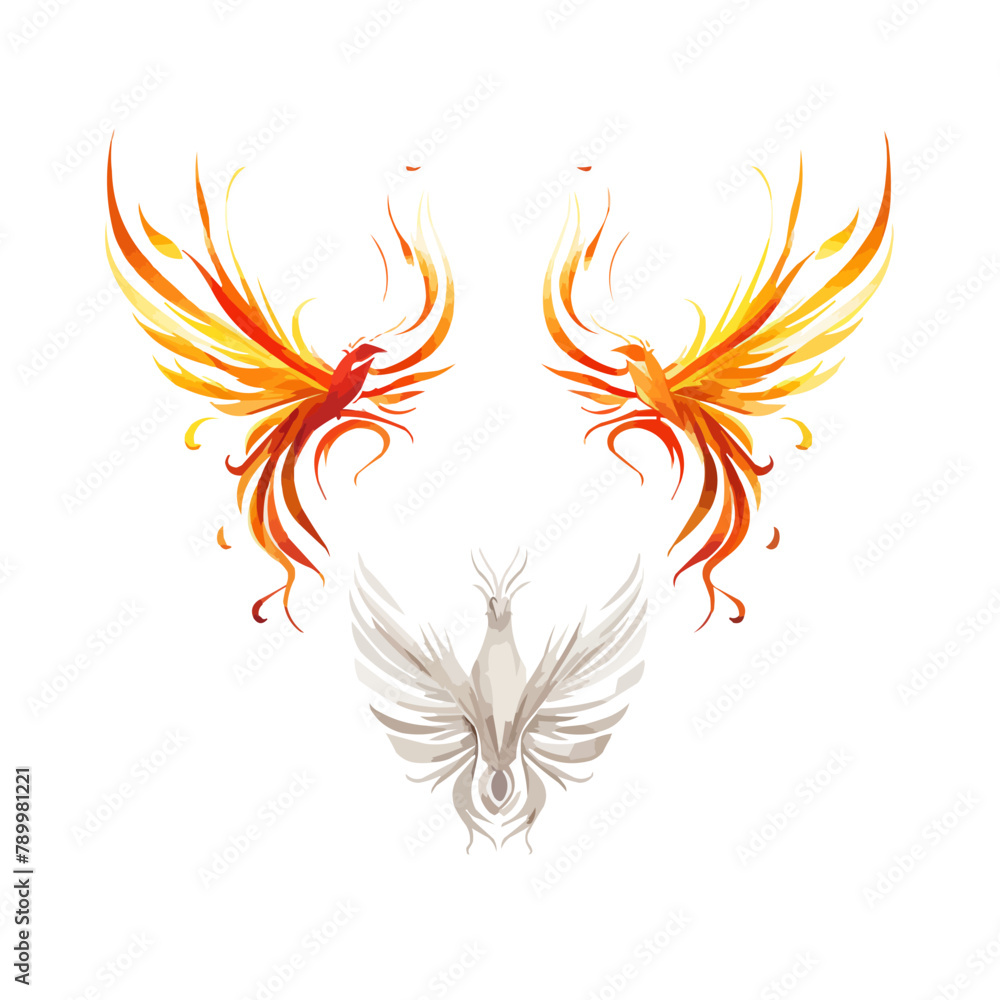 Poster phoenix | minimalist and simple set of 3 line white background - vector illustration