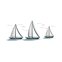 Fototapeta premium Sailboat | Minimalist and Simple Line White background - Vector illustration
