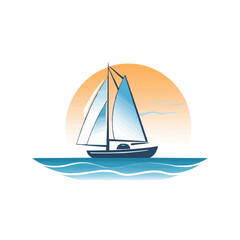 Sailboat | Minimalist and Simple Line White background - Vector illustration