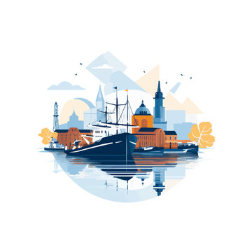 Seaport icon isolated on a white background. Vector illustration
