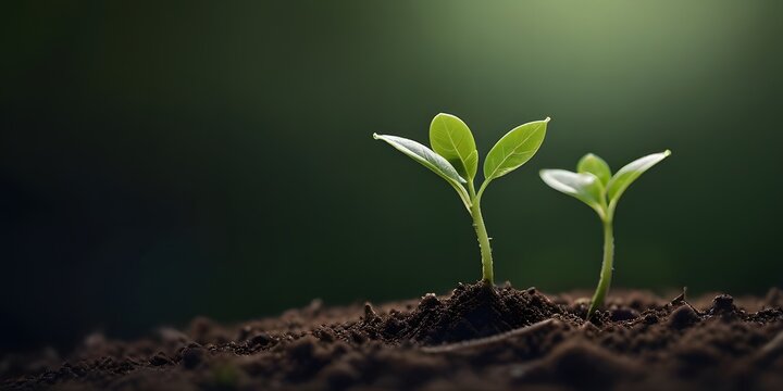 close up shot of a young plant sprout growing in the soil. nature, green, environment, earth day background