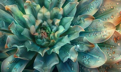Capture the intricate beauty of a botanical wonder from a worms-eye view using watercolor medium, emphasizing delicate textures and vibrant hues - obrazy, fototapety, plakaty