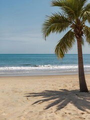 A view of  beach with palm trees, summer background