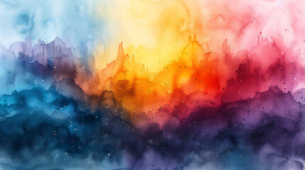 Obraz na płótnie Canvas watercolor color full background. watercolor background with clouds. rainbow color. Generative Ai