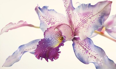 Capture the intricate details of a rare, vibrant orchid in watercolor, showcasing its delicate petals and unique color palette