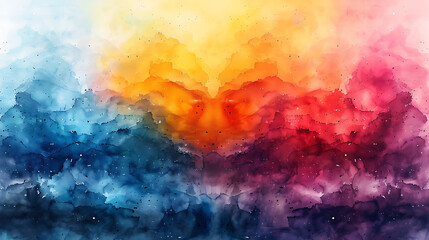 Obraz na płótnie Canvas watercolor color full background. watercolor background with clouds. rainbow color. Generative Ai