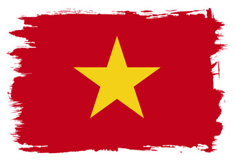 Vietnam flag with paint brush strokes grunge texture design. Grunge brush stroke effect