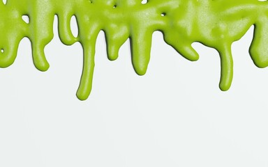3d render of isolated wasabi swirl and line spatter or stains on white top view background