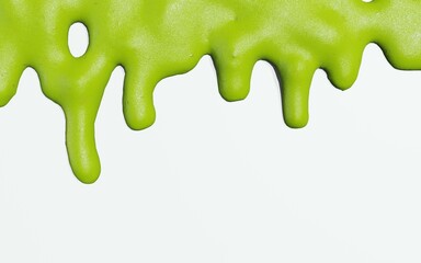 3d render of isolated wasabi swirl and line spatter or stains on white top view background