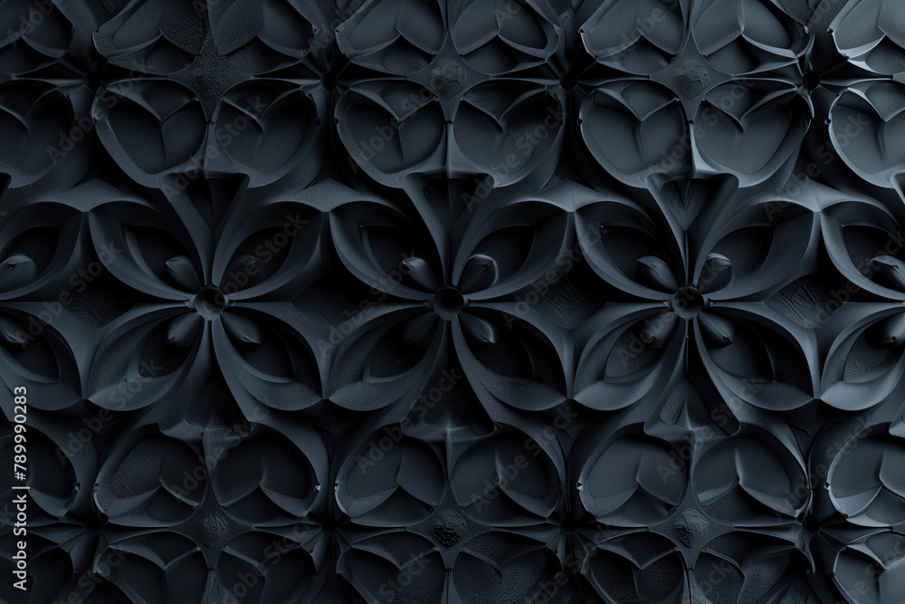 Poster sophisticated black classical 3d pattern. gothic ornament. inspired by the gothic architecture. back