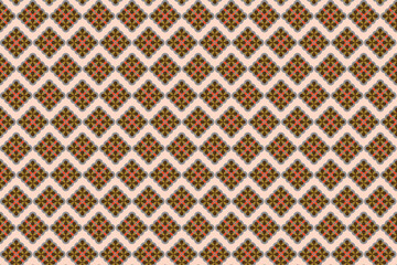 Illustration pattern, Abstract Geometric Style. Repeating of abstract multicolor in circle shape on soft brown color background.