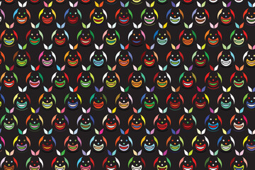 Illustration pattern, Abstract multicolor of smile face on black background.