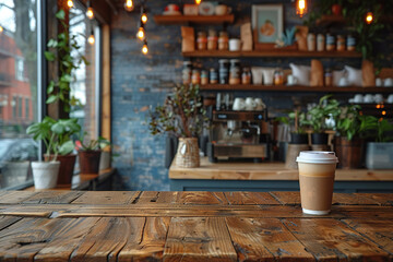 Coffe shop with wooden walls unfocused cafe table coffee shop wooden drink background food wood restaurant breakfast interior space