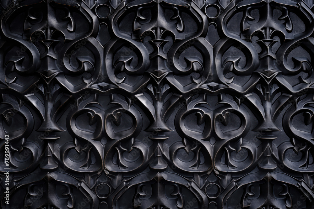 Poster sophisticated black classical 3d pattern. gothic ornament. inspired by the gothic architecture. back