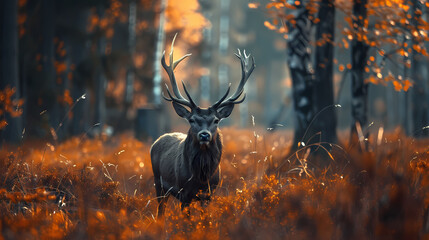 deer in the woods 4k wallpaper - obrazy, fototapety, plakaty