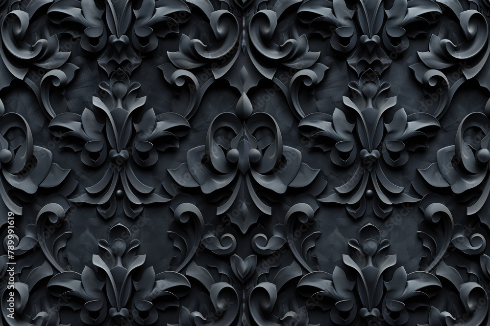 Poster sophisticated black classical 3d pattern. gothic ornament. inspired by the gothic architecture. back