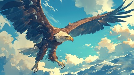 2d illustration of an eagle in flight
