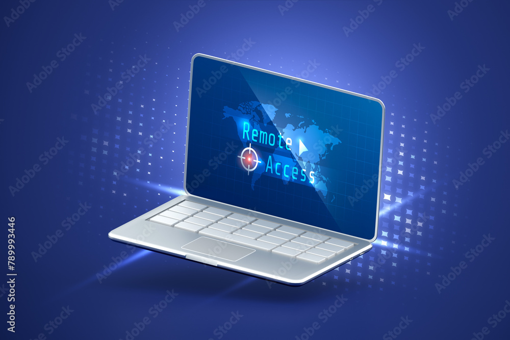 Poster technology remote access computer network internet information online laptop data digital business c