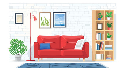 Living room interior design with furniture sofa bookc