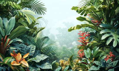 Capture the vibrant hues and intricate textures of rare plant biodiversity in a hyper-realistic watercolor painting Showcase a wide-angle view to convey the vastness and beauty of the plant ecosystem