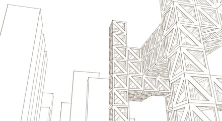 modern architecture constructivism 3d illustration
