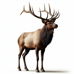 Image of isolated elk against pure white background, ideal for presentations
