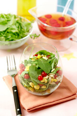 Rocket salad with raspberry vinegar.