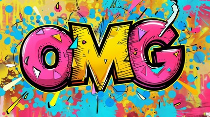 Comic Speech Bubble with OMG text in pop art style