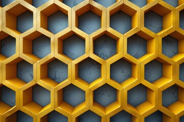 Yellow Hexagonals Stacked Together. Generative AI
