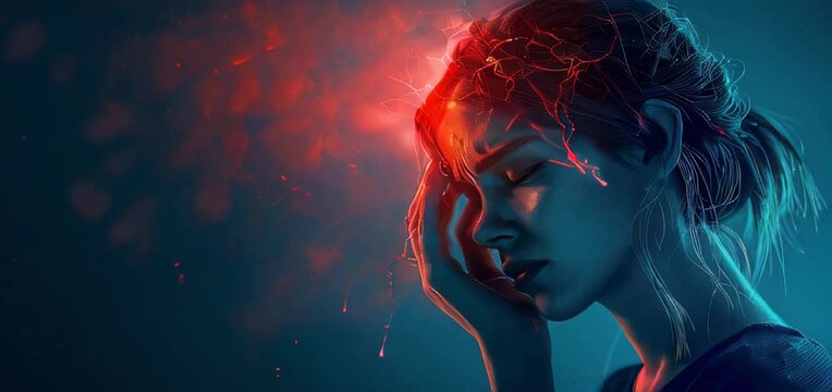 Woman Touching Her Face in Thought