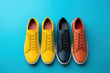 men's footwear on blue background