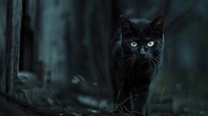 The dark feline is prepared to creep and watch ahead of him
