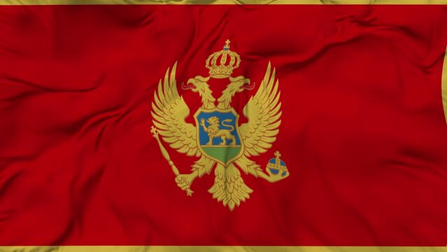 Montenegro waving flag seamless loop animation. 4K
