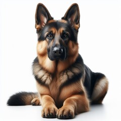 Image of isolated German shepherd against pure white background, ideal for presentations
