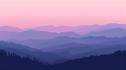 Dusky Purple Mountain Contours at Twilight