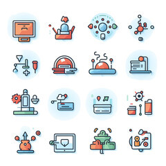 Digital Marketing set of web icons in line style. Marketing icons for web and mobile app сreated with Generative Ai