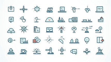 Digital Marketing set of web icons in line style. Marketing icons for web and mobile app сreated with Generative Ai