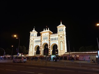 Night lights in the world famous April fair fron Seville, Andalusia, Spain