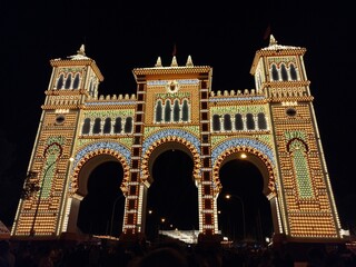Night lights in the world famous April fair fron Seville, Andalusia, Spain