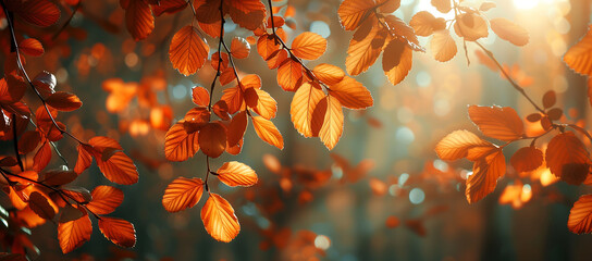 A tree with leaves falling from it, The leaves are orange and the sky is gray, Autumn Season Concept